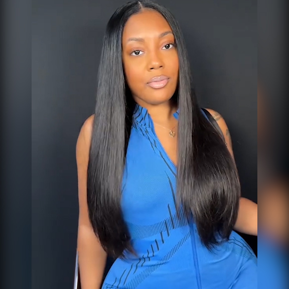 straight clip in hair extension video (2)