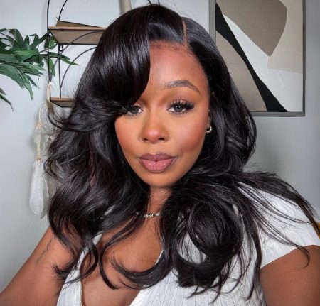 Yaki Loose Wavy Wave 6x5 Lace C Side Part Mid Length Human Hair Glueless Wig