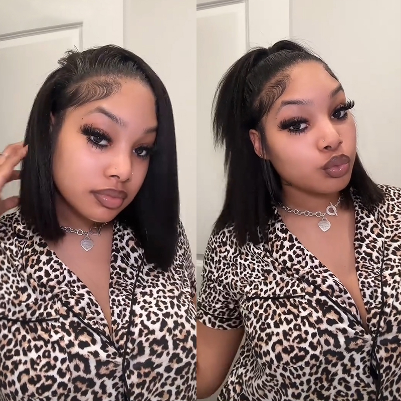 kinky straight half bob wig (3)