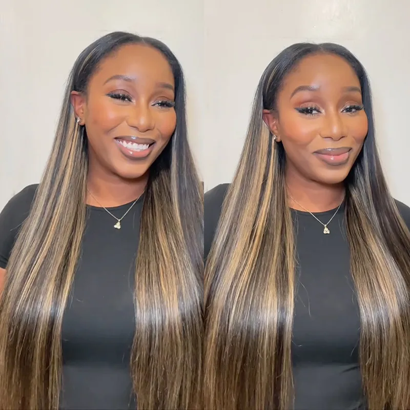 balayage highlight body wave wig