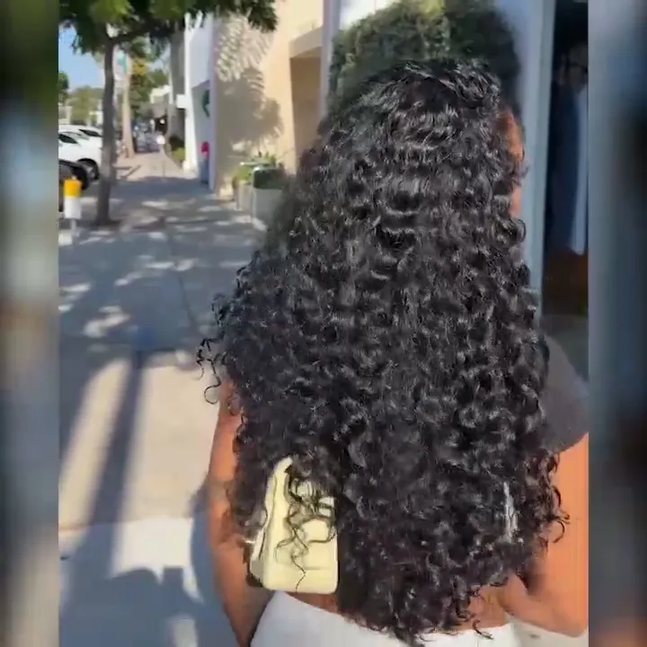 Indian curly human hair half wig (4)